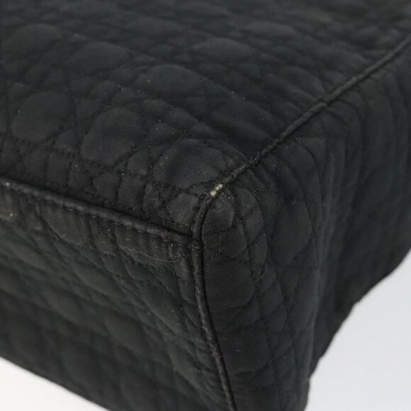 Christian Dior Lady Dior Canage Hand Bag Nylon Black Gold Auth BA7086 - Picture 5 of 16